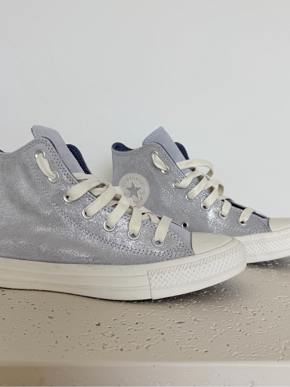 Converse Silver Glitter High-Top Sneakers